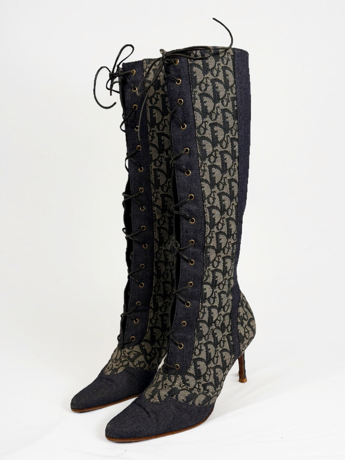 Christian Dior by John Galliano Lace Up Monogram Boots, SS 2000