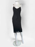 Christian Dior by John Galliano Black Silk Tie Front Dress, c. 2000s