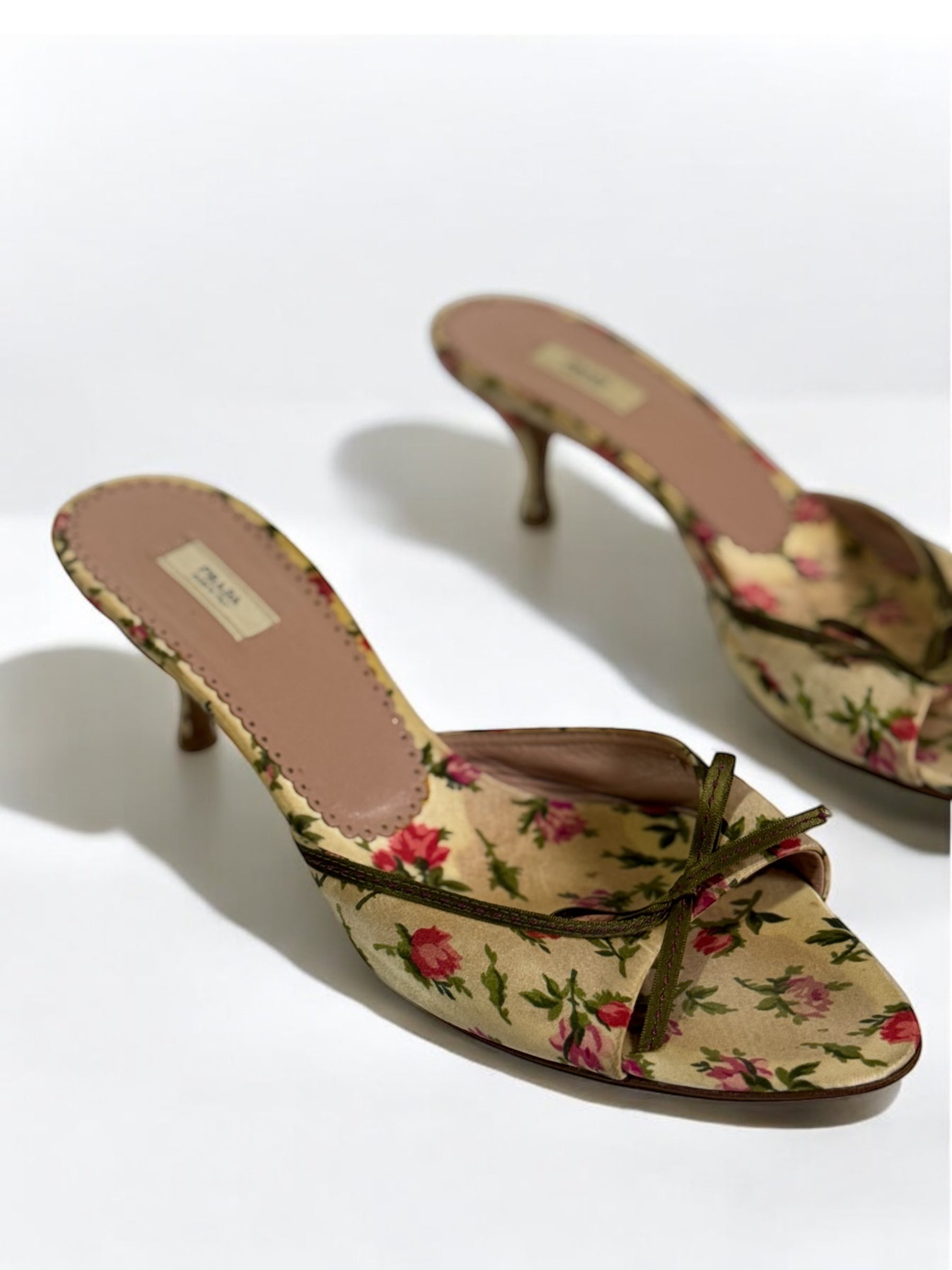 Prada Floral Satin Sandals, c. 2000s