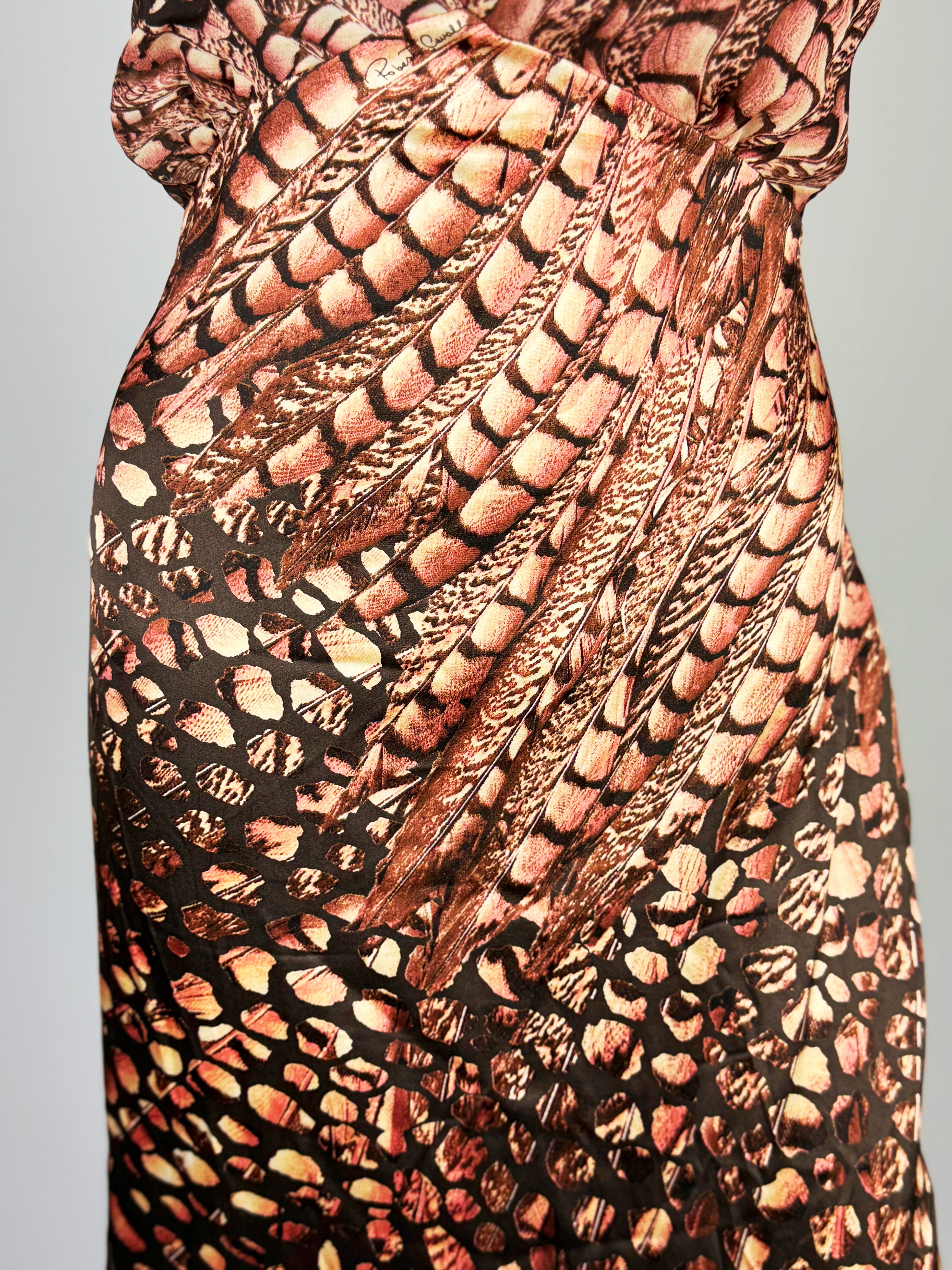 Roberto Cavalli Silk Feather Print Dress, 2005