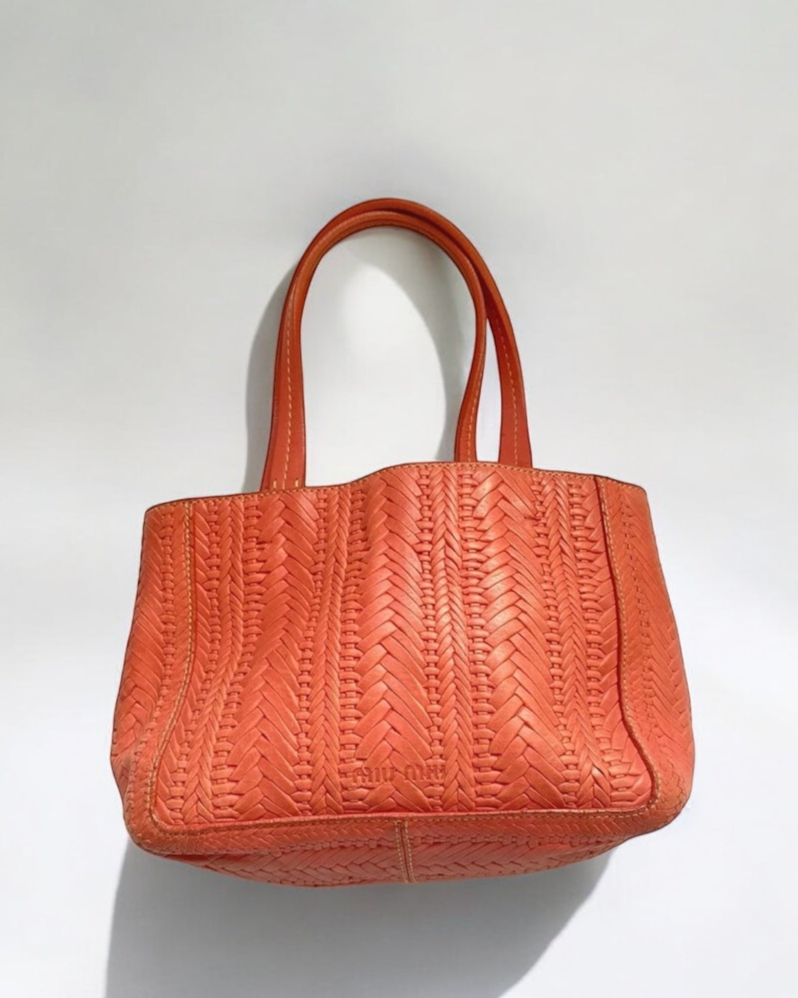 Miu Miu Pink Leather Woven Bag, c. 1990s