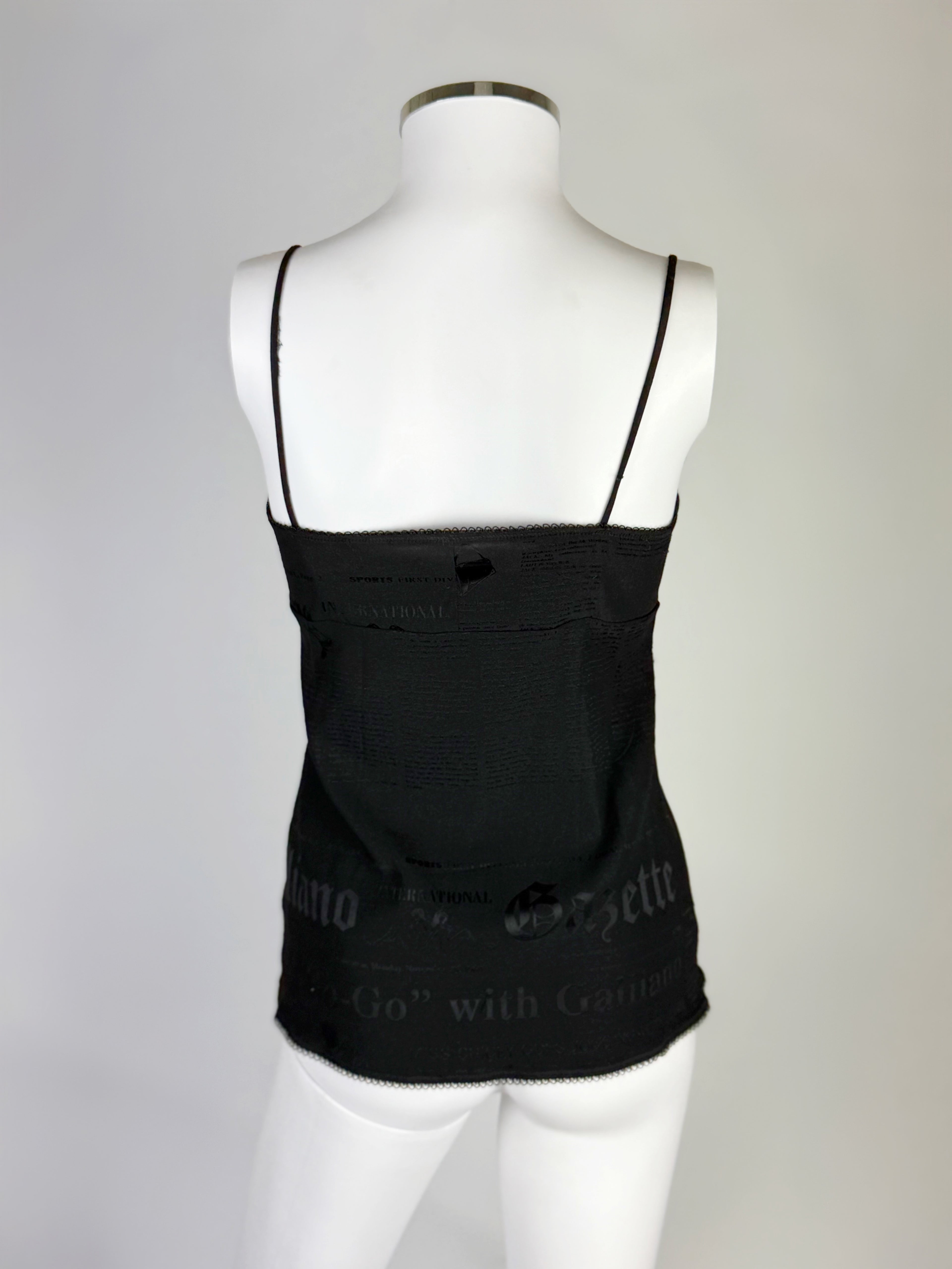 John Galliano Newspaper Print Silk Mix Cami, 2006