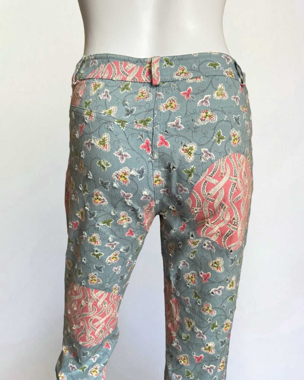 Christian Dior by John Galliano Blue Floral Print Jeans, 2003