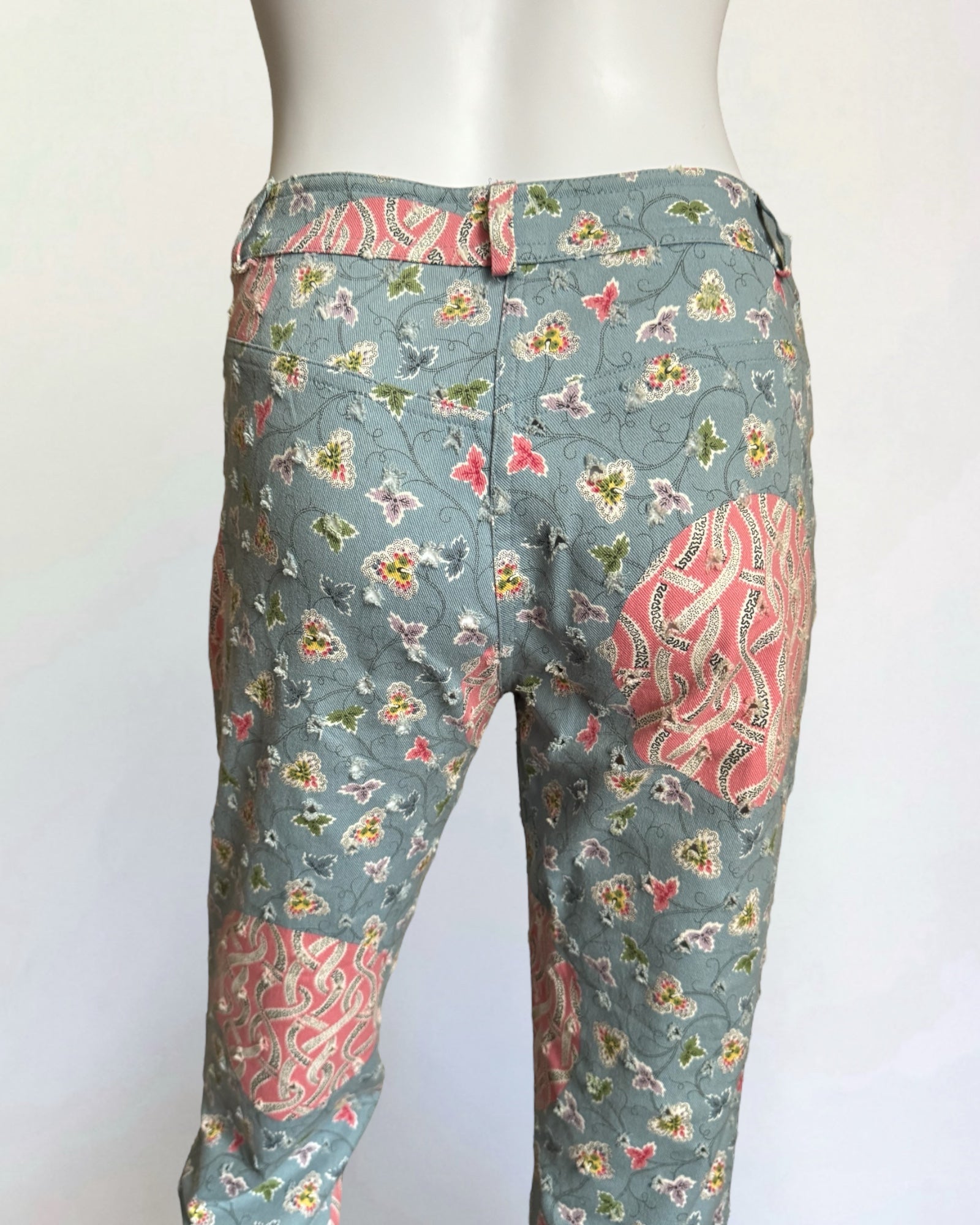 Christian Dior by John Galliano Blue Floral Print Jeans, 2003