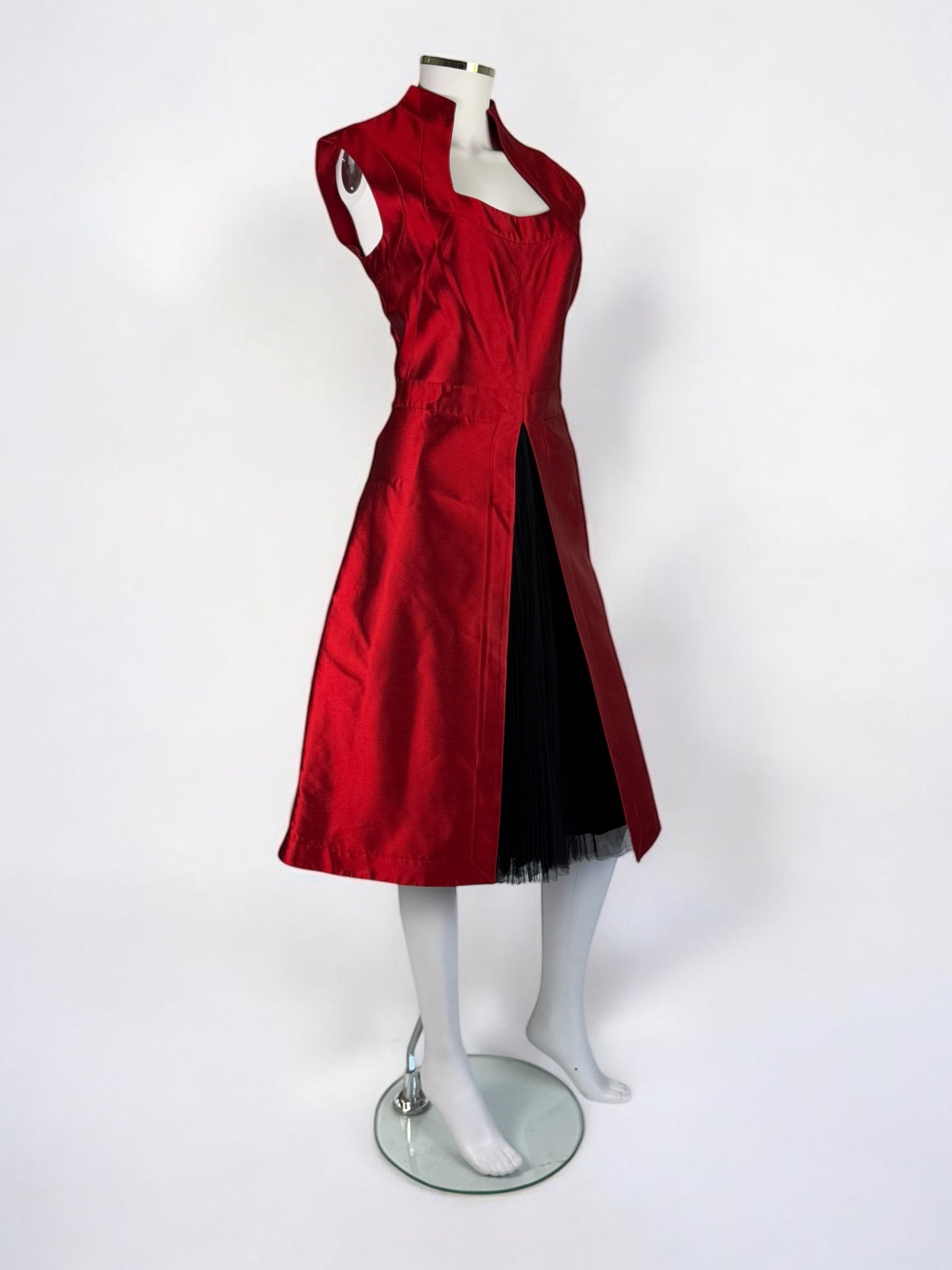 Alexander McQueen Red Mikado Silk Dress with Tulle, 2007