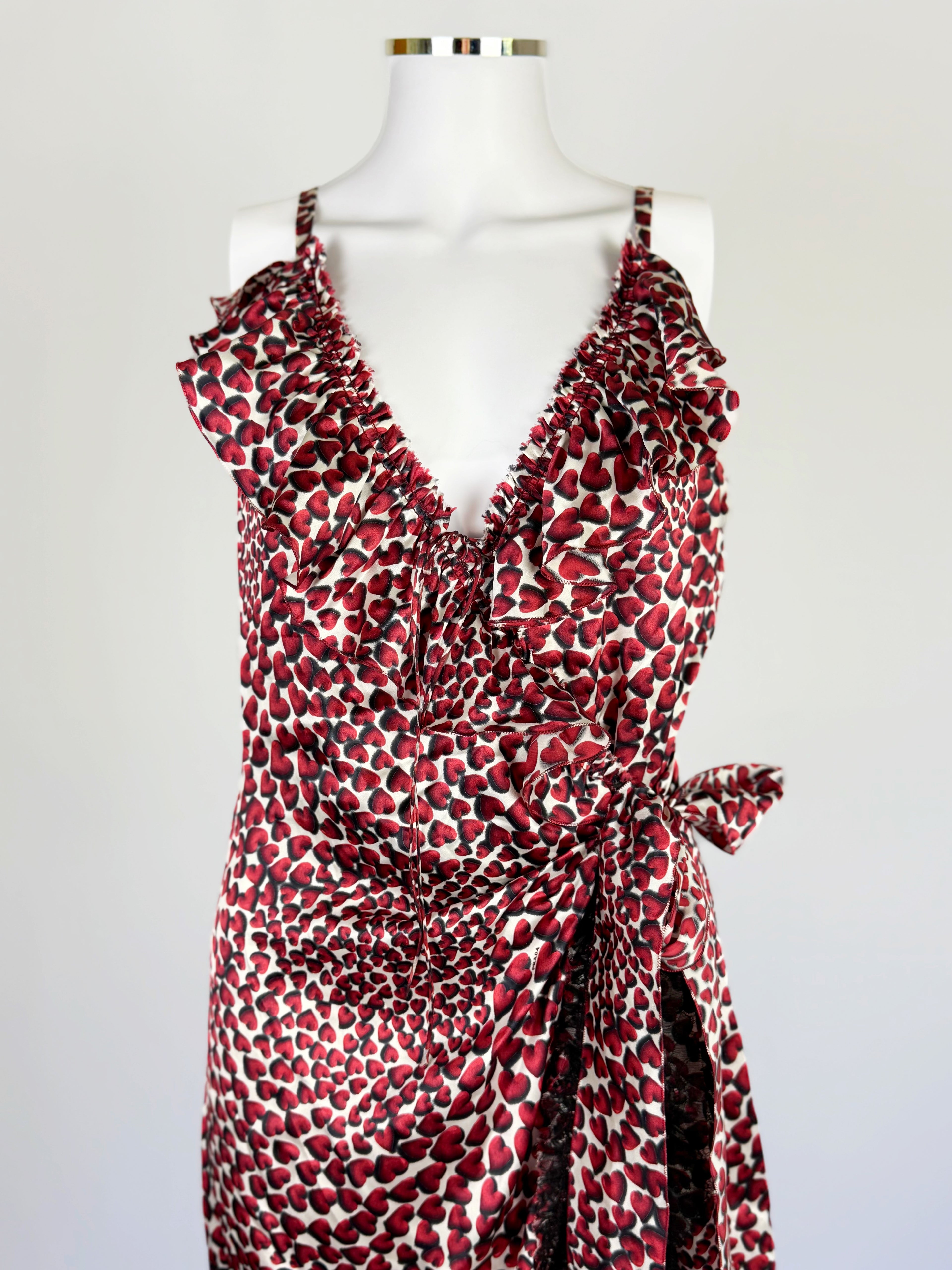 Prada Silk Heart Print Dress, SS 2000