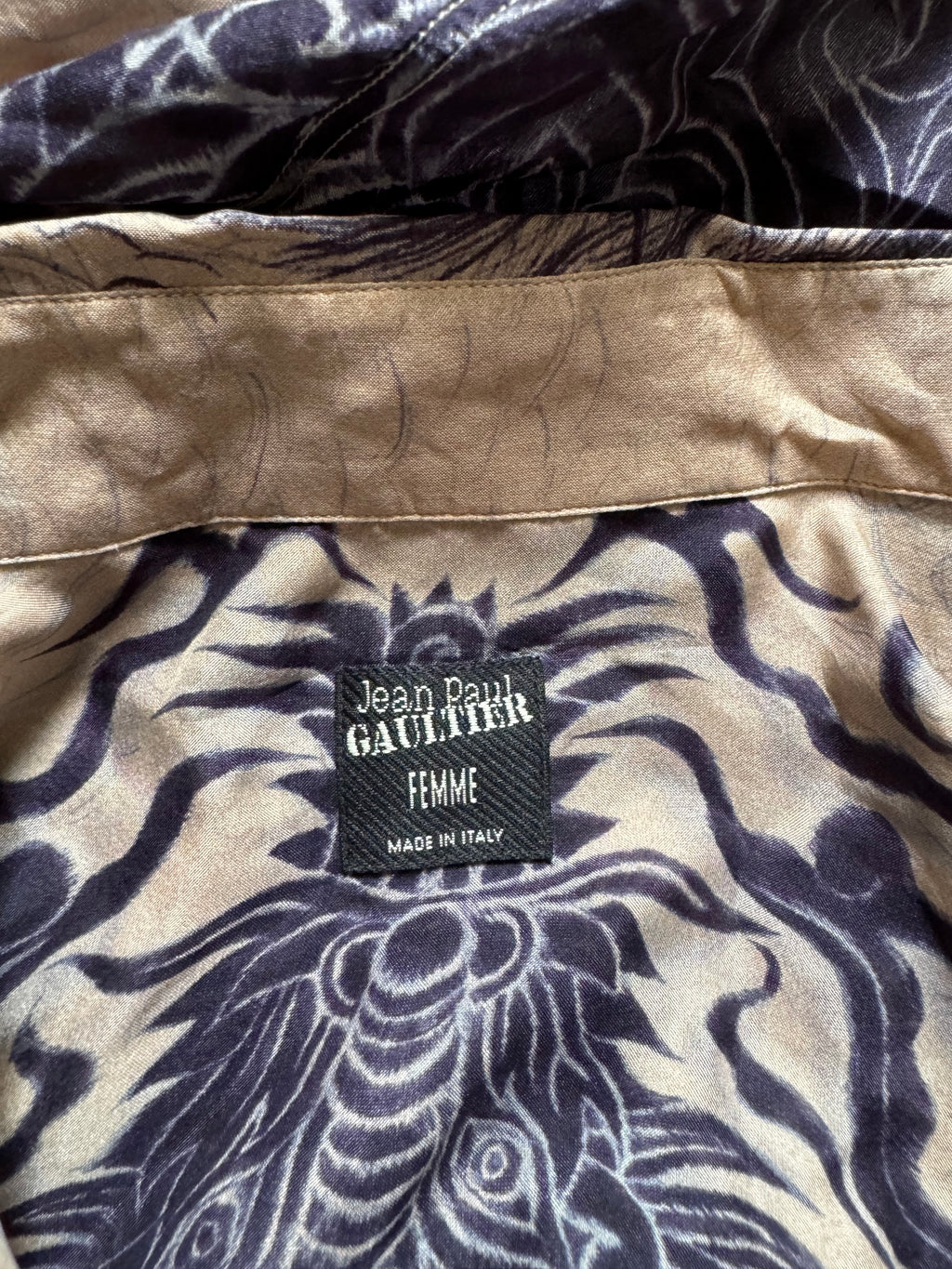 Jean Paul Gaultier Femme Silk Dragon Blouse, c. 1990s