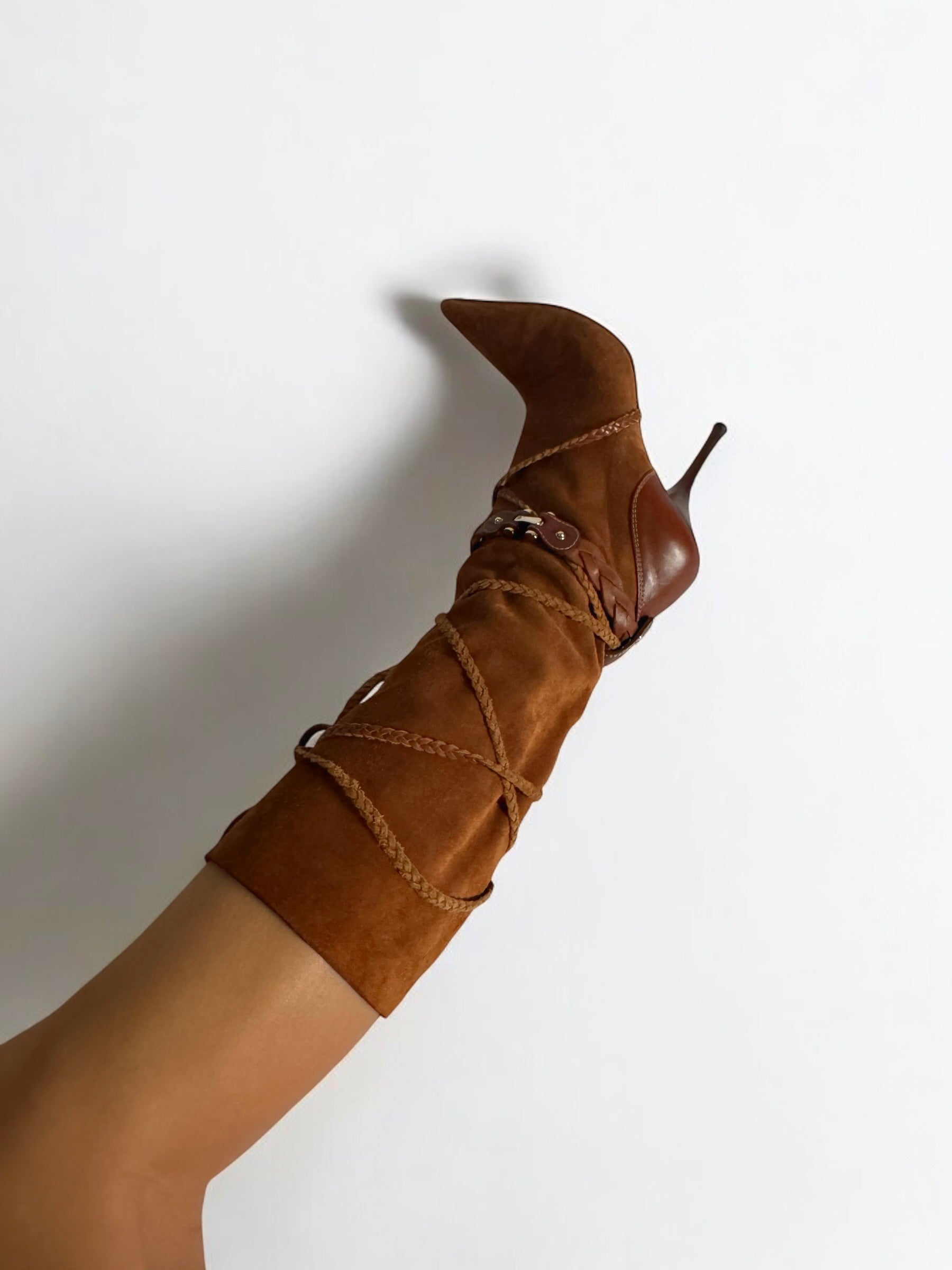 Gucci Tan Suede Western Boots, c. 2000s