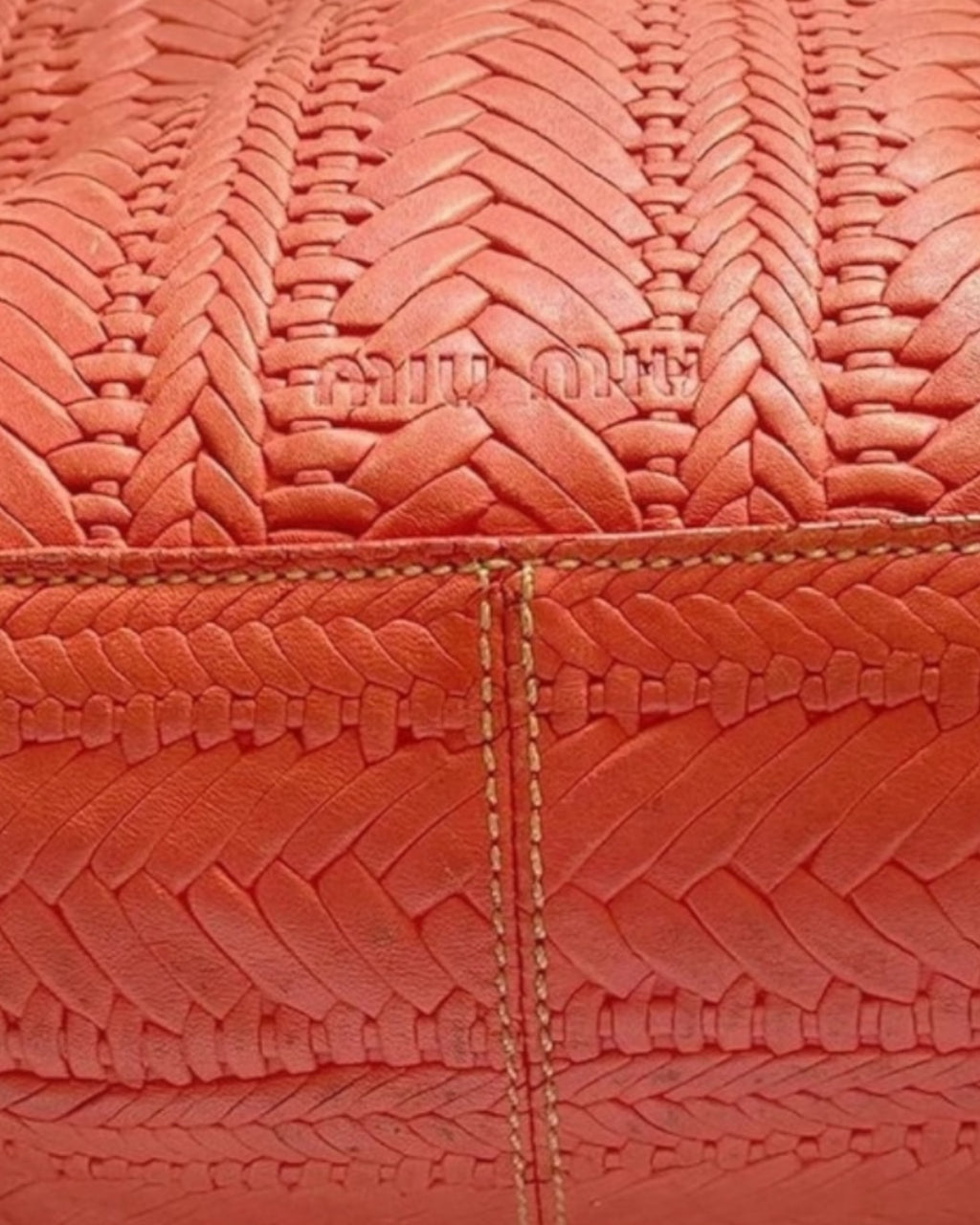 Miu Miu Pink Leather Woven Bag, c. 1990s