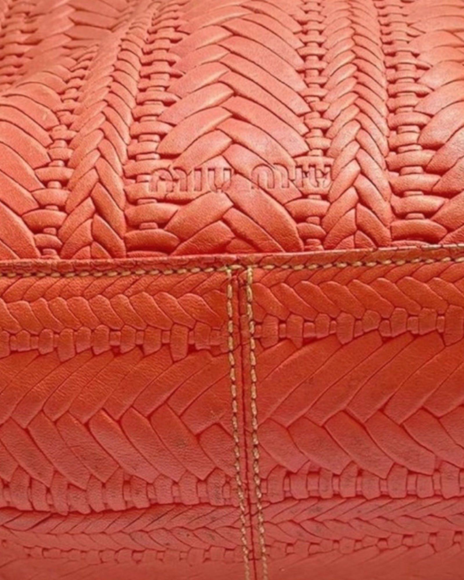 Miu Miu Pink Leather Woven Bag, c. 1990s