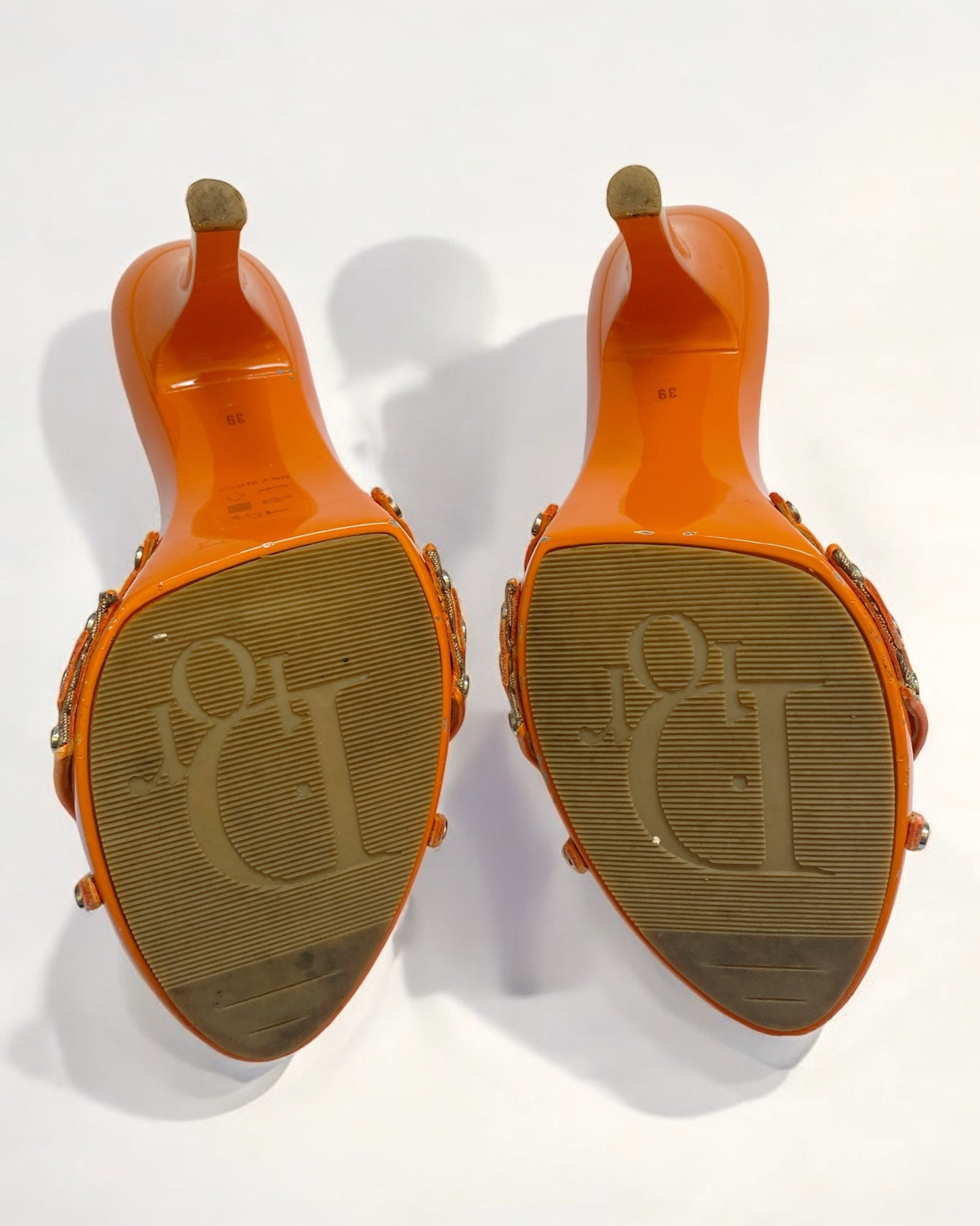 Christian Dior by John Galliano Orange Monogram Clogs, c. 2000s