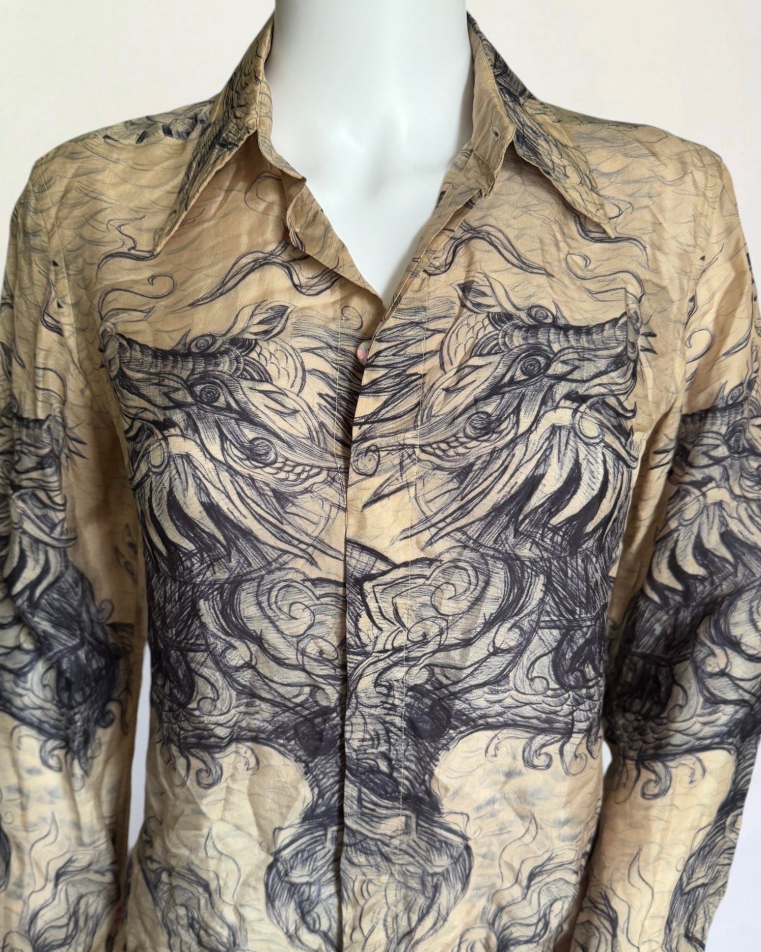 Jean Paul Gaultier Femme Silk Dragon Blouse, c. 1990s