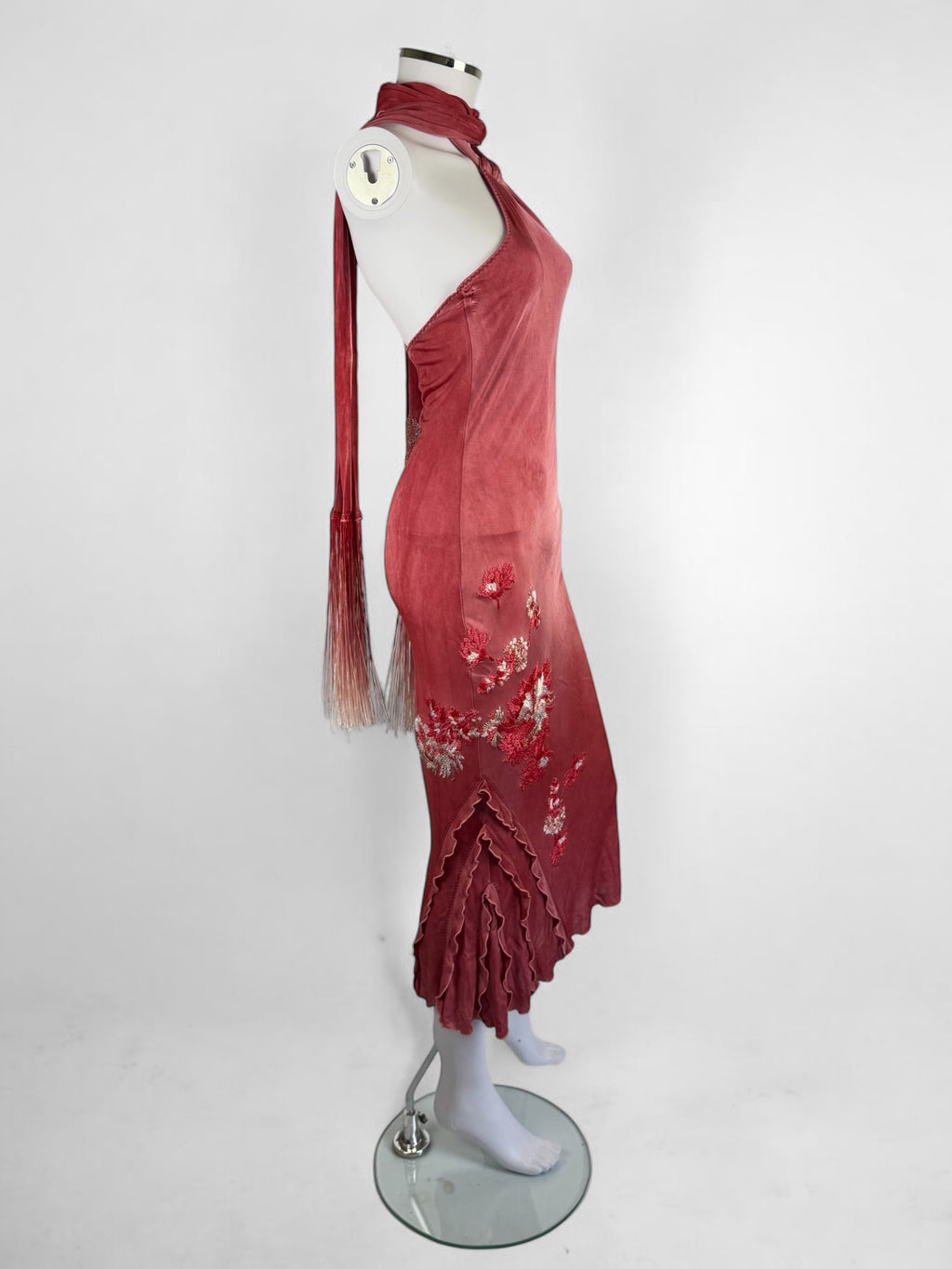 Roberto Cavalli CLASS Pink Embroidered Halter Dress, c. 2000s