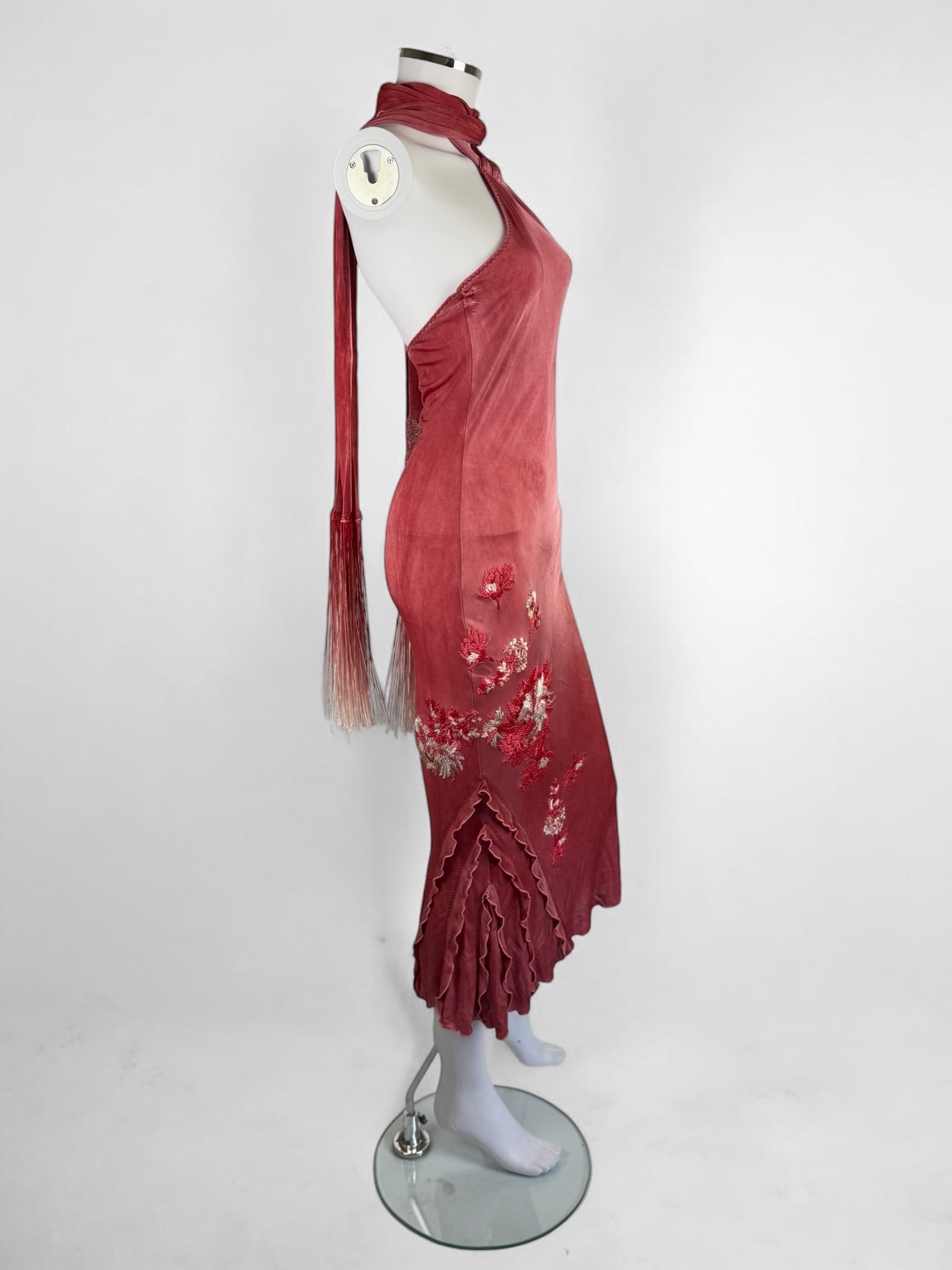 Roberto Cavalli CLASS Pink Embroidered Halter Dress, c. 2000s