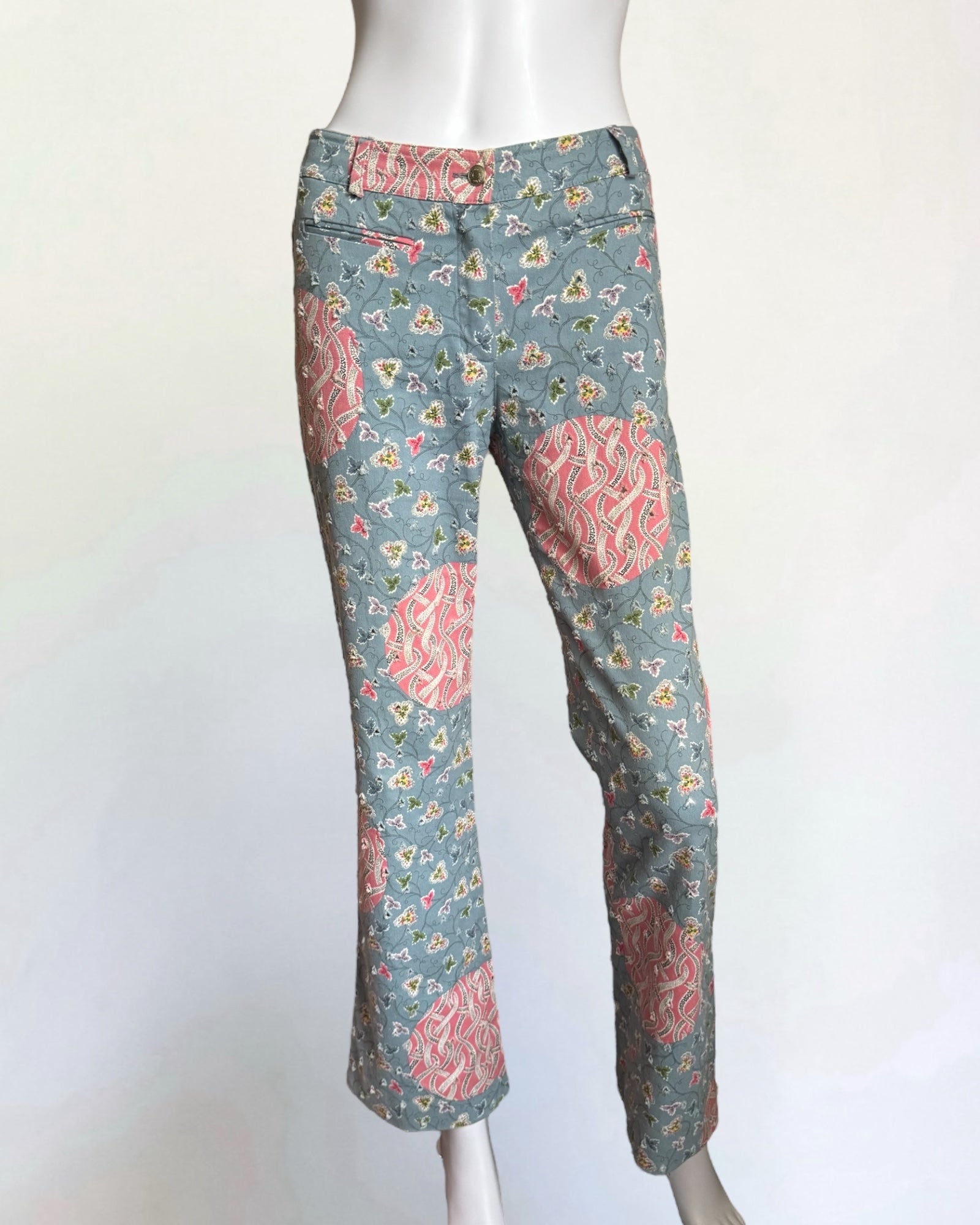 Christian Dior by John Galliano Blue Floral Print Jeans, 2003