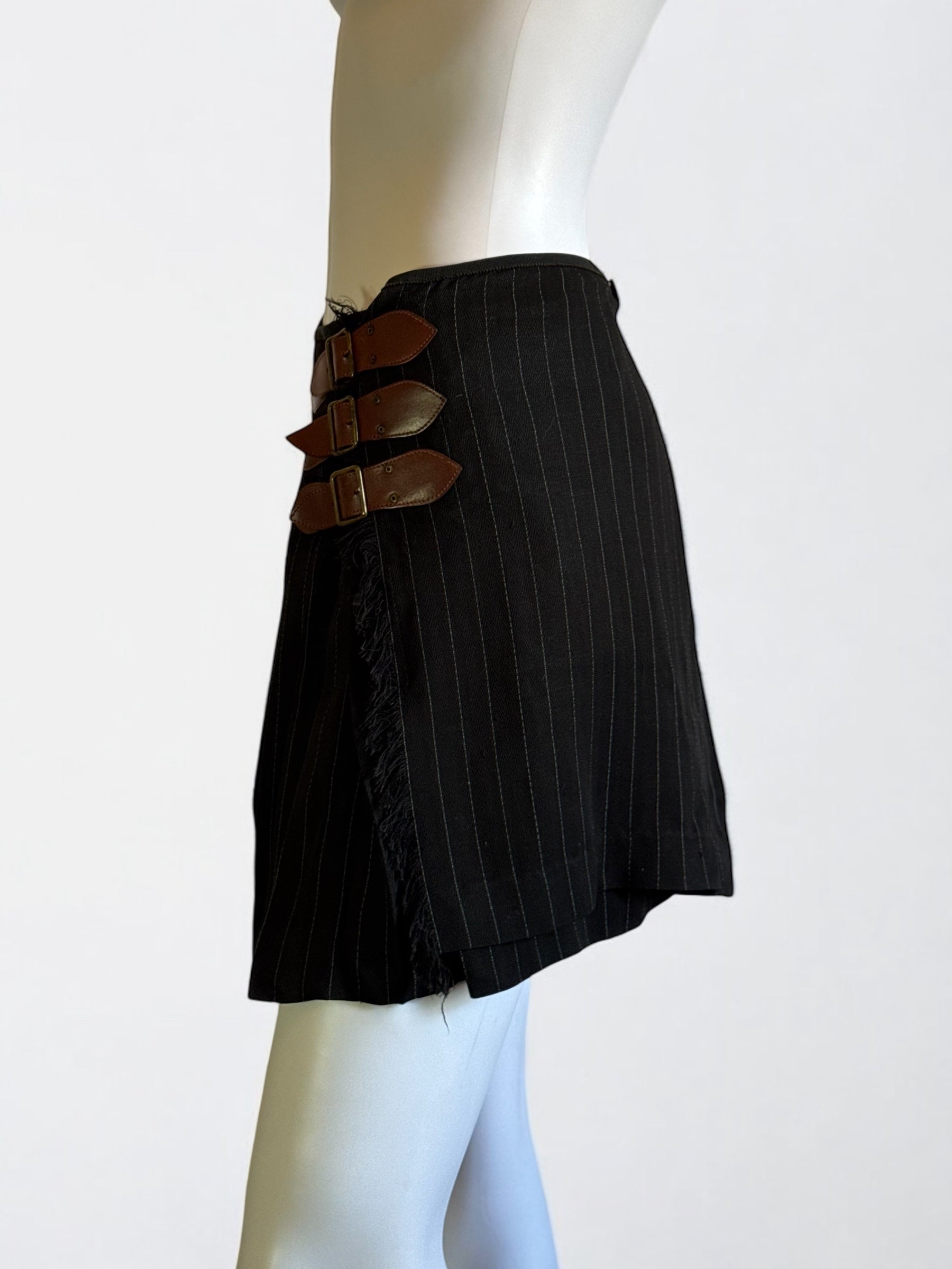 Jean Paul Gaultier Pinstripe Buckle Skirt, c. 2000s