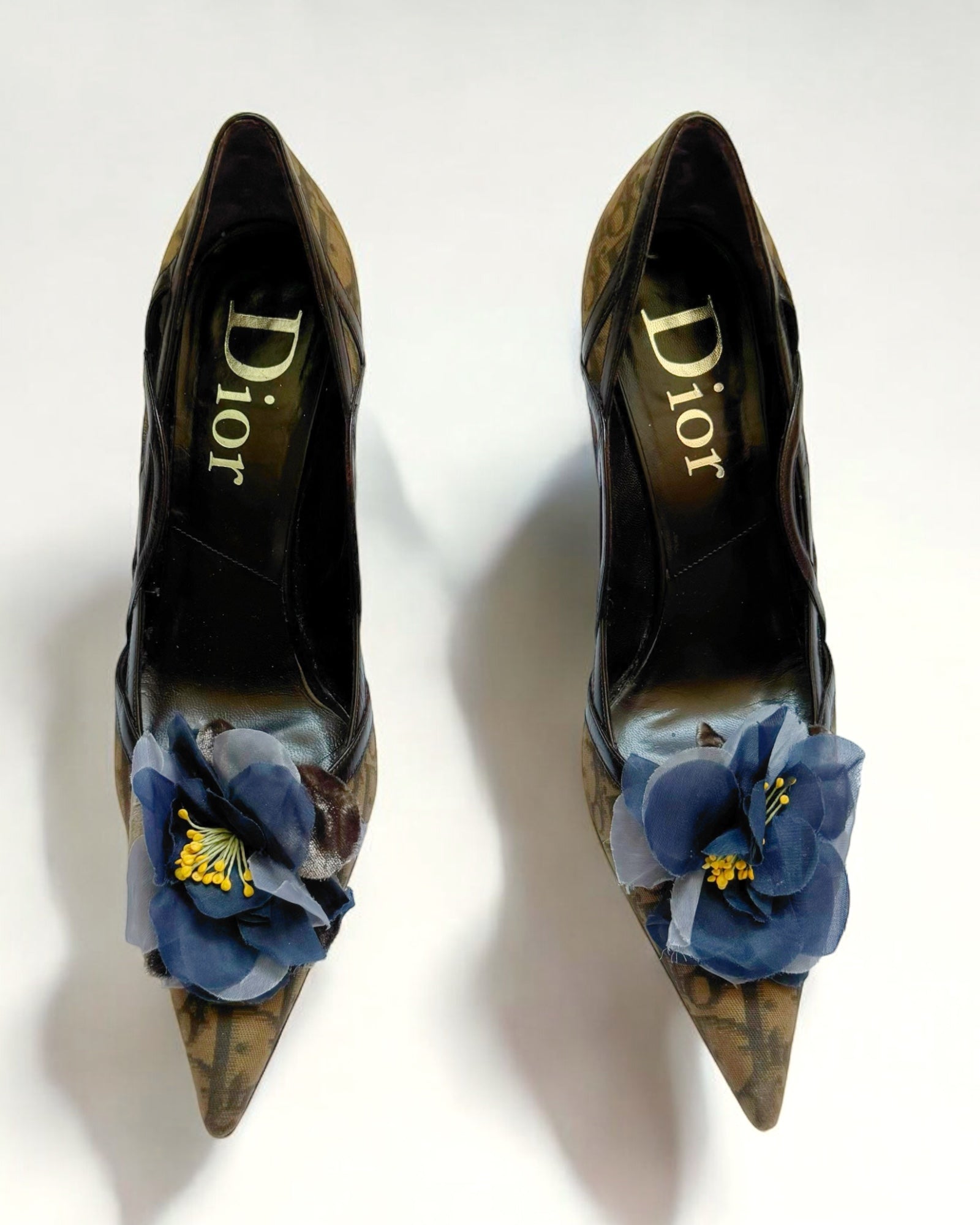 Christian Dior by John Galliano Flower Applique Monogram Heels, c. 2000s