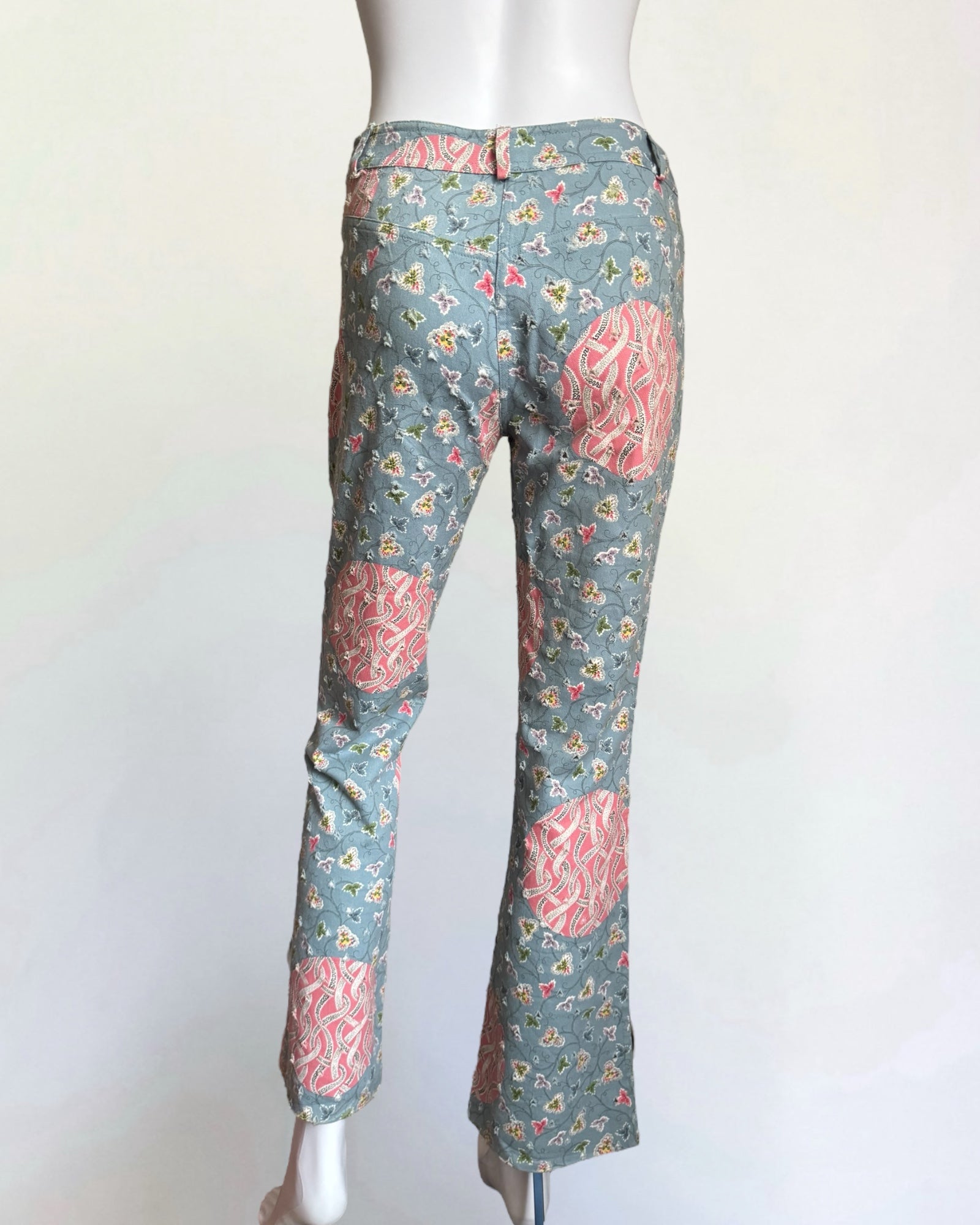 Christian Dior by John Galliano Blue Floral Print Jeans, 2003