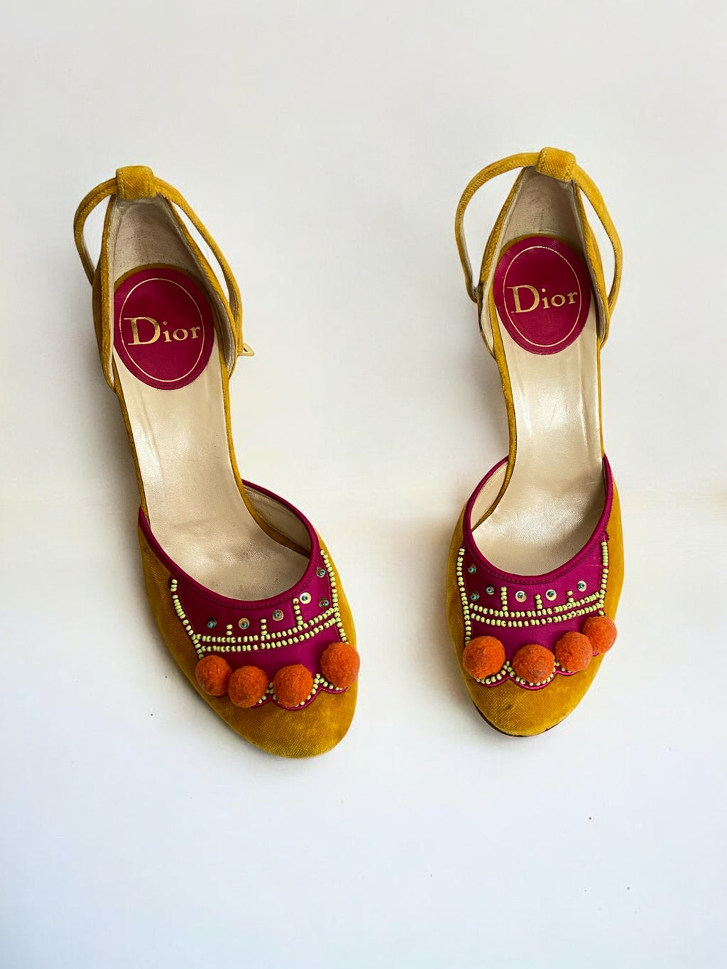 Christian Dior by John Galliano Velvet Pom Pom Heels, FW 2002