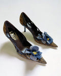 Christian Dior by John Galliano Flower Applique Monogram Heels, c. 2000s
