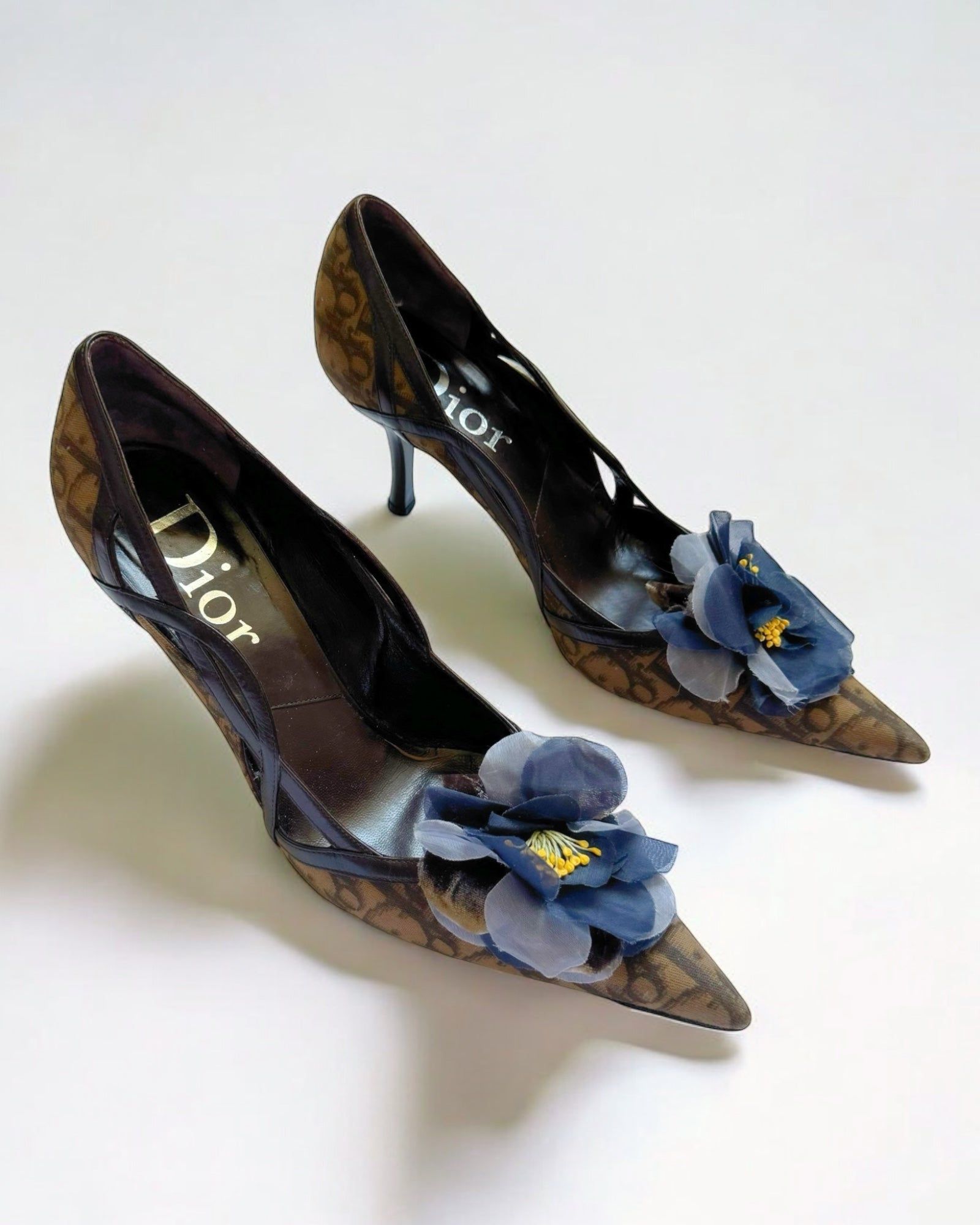 Christian Dior by John Galliano Flower Applique Monogram Heels, c. 2000s
