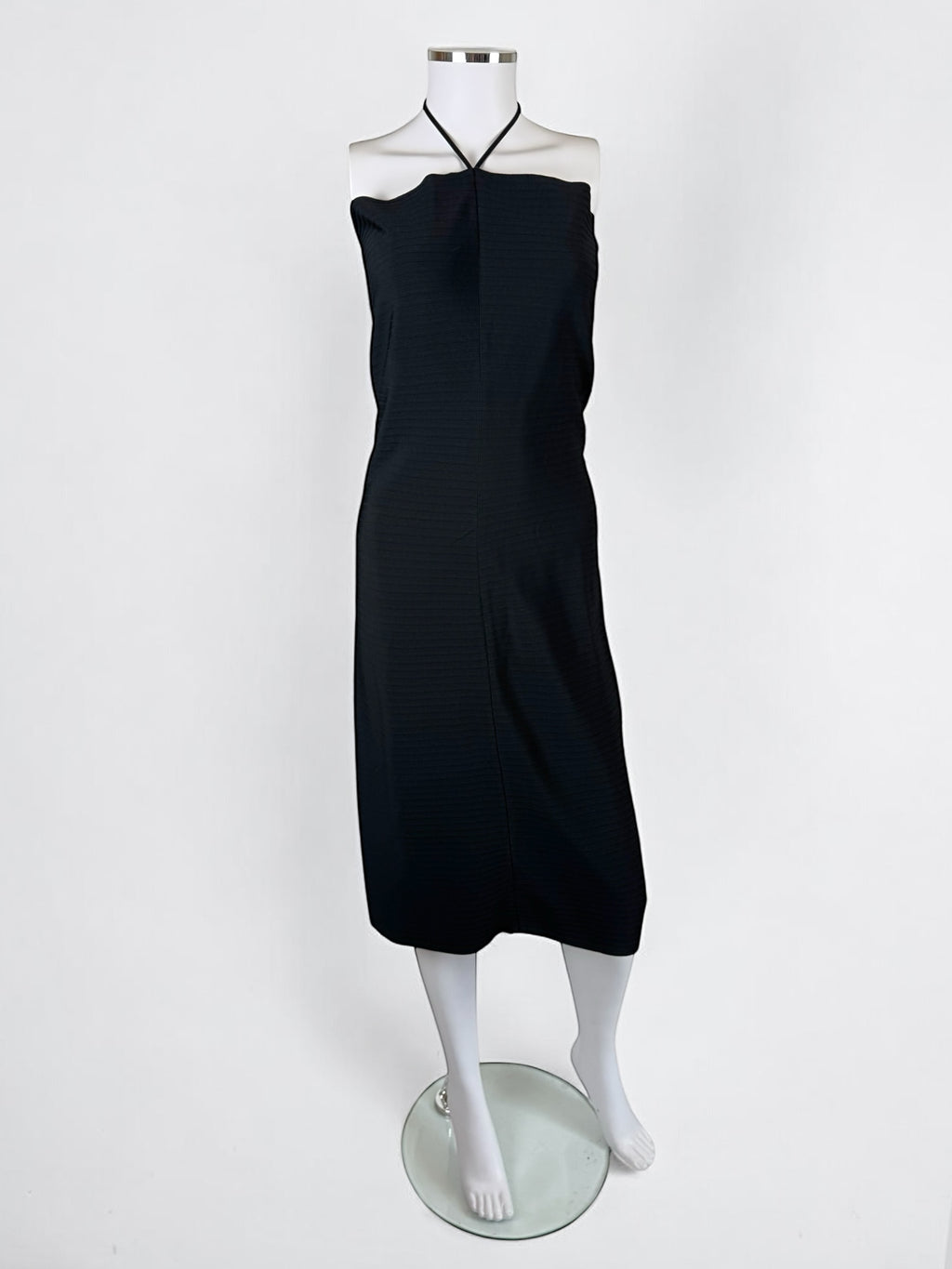 Gucci by Tom Ford Black Ribbed Halterneck Dress, SS 2000