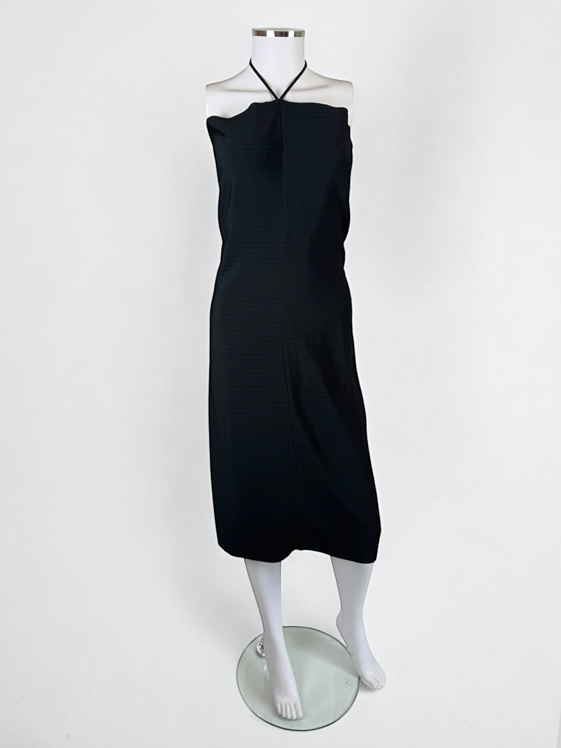 Gucci by Tom Ford Black Ribbed Halterneck Dress, SS 2000