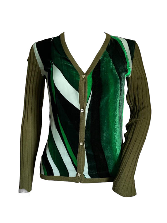 Gianni Versace Couture Green Velvet Cardigan, FW 2000