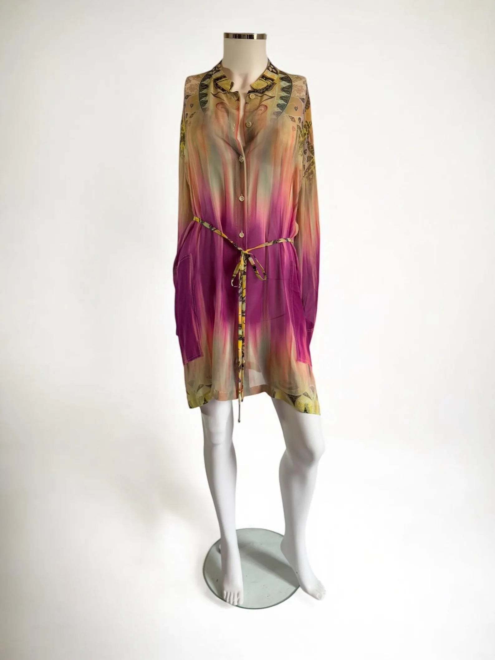 Etro Multicolour Silk Tunic Blouse, 2000s