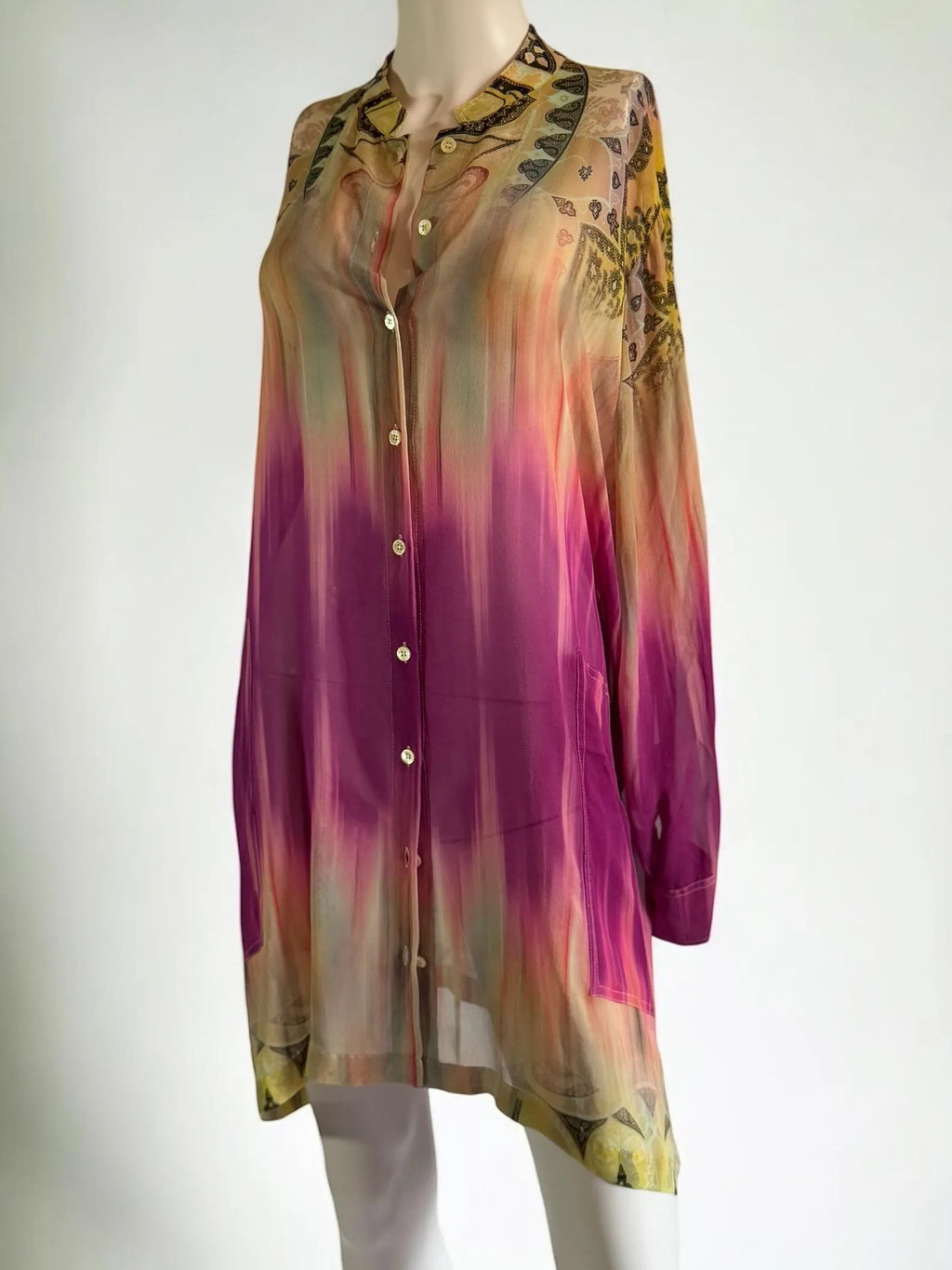 Etro Multicolour Silk Tunic Blouse, 2000s