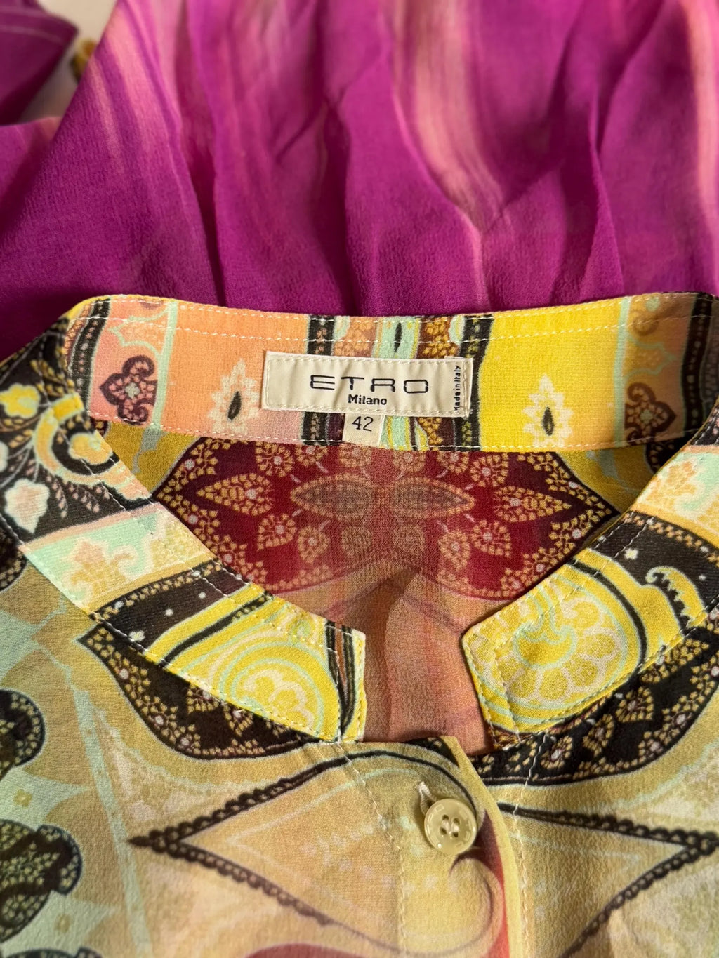 Etro Multicolour Silk Tunic Blouse, 2000s
