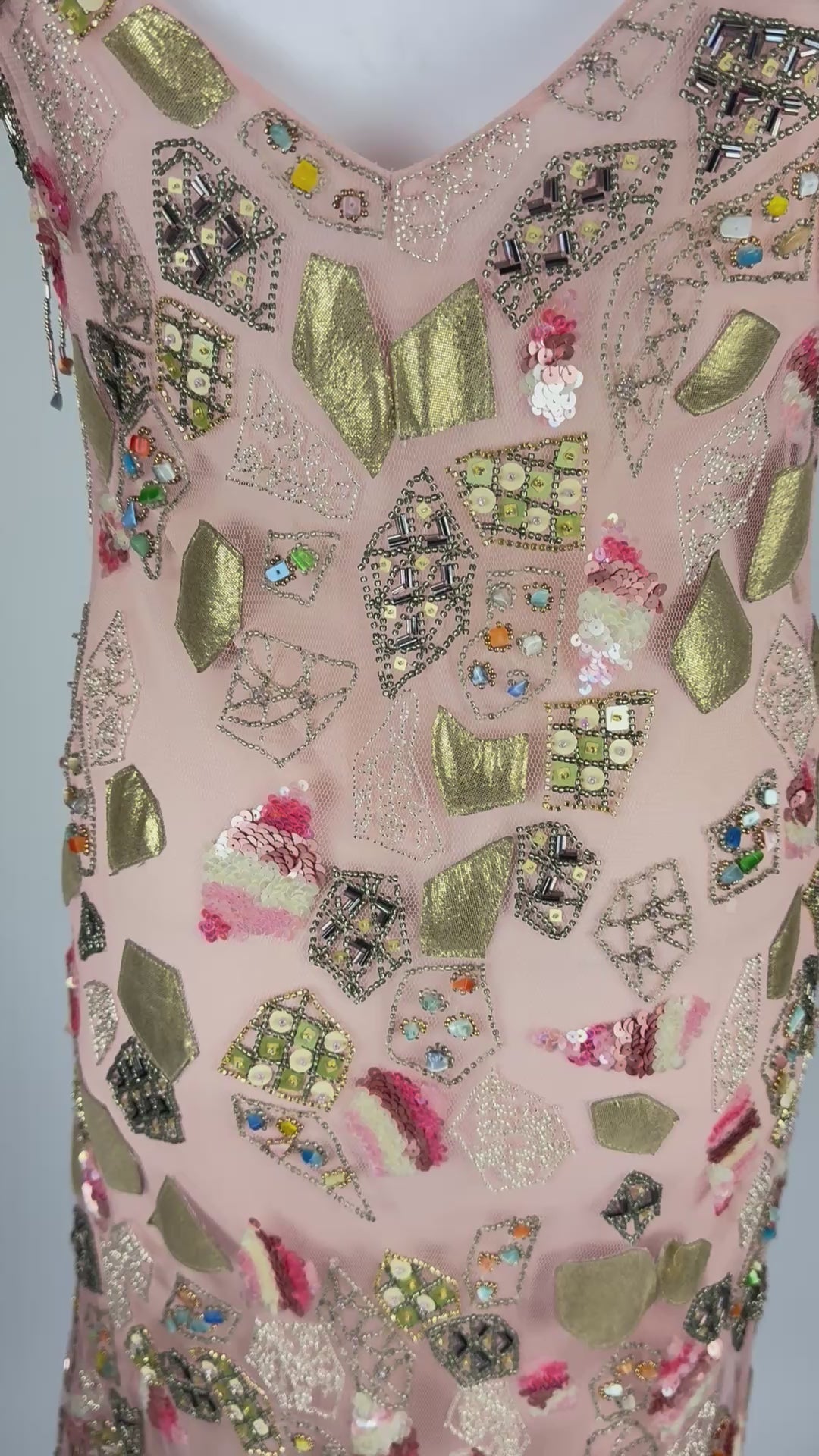 Jenny Packham Pink Silk Embroidered and Beaded Dress, c. 2000s