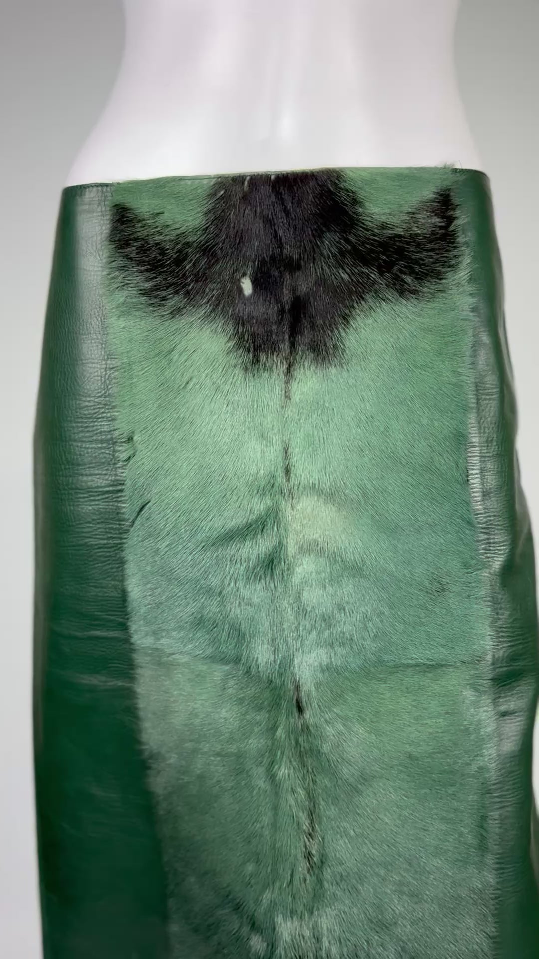 Gucci by Tom Ford Green Leather and Fur Skirt, FW 1999